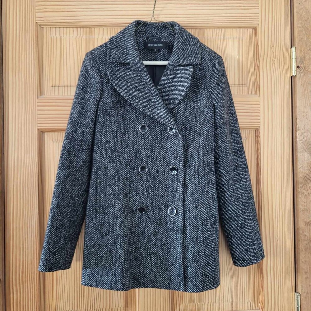 Jones New York Wool blend black and white, women's, peacoat, size 8